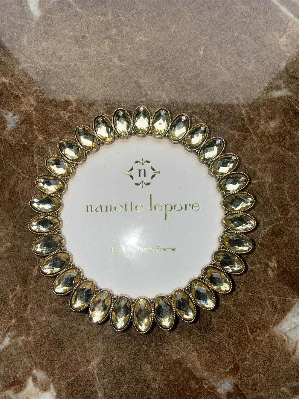 Nanette Lepore Gold Jeweled Round Photo Frame